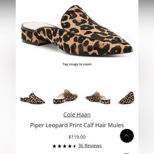 Cole Haan Piper Leopard Pony Hair Mules Sz 8.5